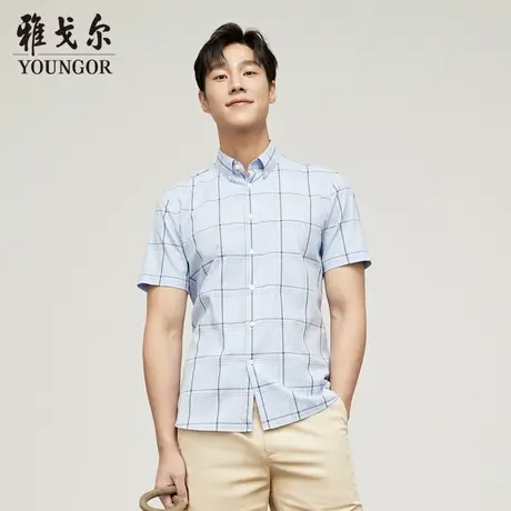 【大格纹棉弹衬衫】D系雅戈尔衬衫夏季商务休闲通勤舒适短袖衬衫图片