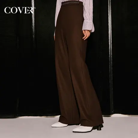 COVER冬季缎面内衬美拉德西裤图片