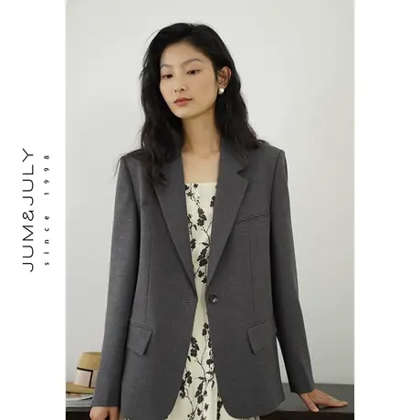 嘉茱莉早春新款休闲西装外套女小个子上衣设计感西服外套一粒扣图片