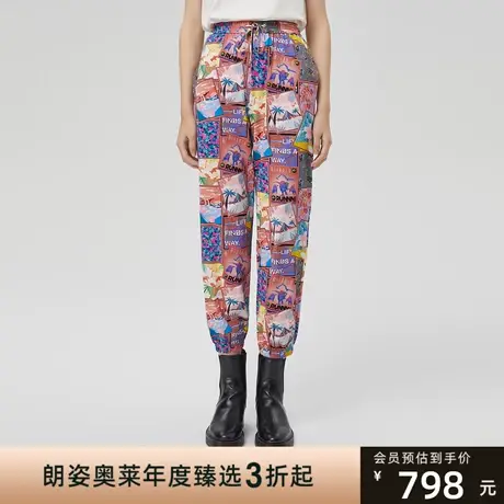 LANCY/朗姿纯棉休闲裤子女秋季新款高级直筒高级通勤裤子女图片