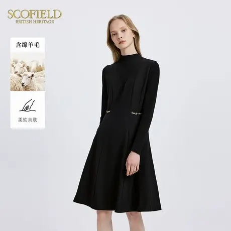 【羊毛】Scofield女装假两件拼接收腰长袖连衣裙冬季图片