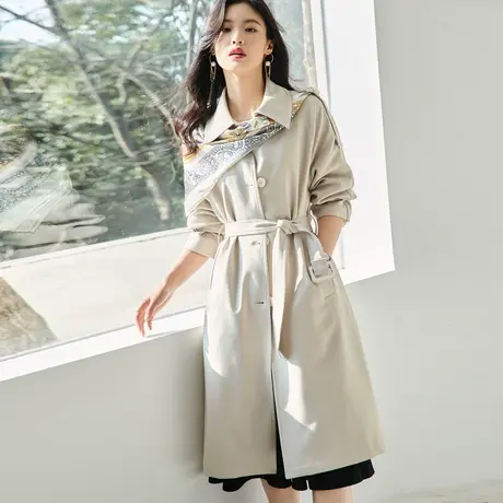 时尚英伦长款风衣2022年春季新款女士气质休闲中长款收腰显瘦外套图片