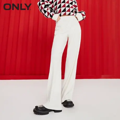 【上新】ONLY奥莱春夏宽松百搭肌理感条纹高腰微喇休闲裤女图片