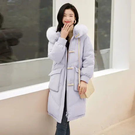 时尚90白鹅绒加厚保暖羽绒服女升级款冬季新款温柔中长款显瘦外套图片