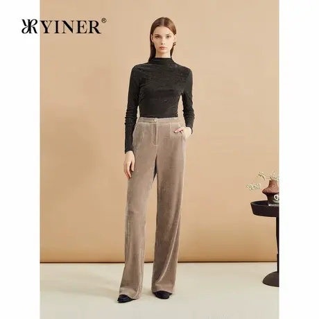 【木兰花系列】YINER音儿2024冬季新款植绒高领收腰打底针织衫图片