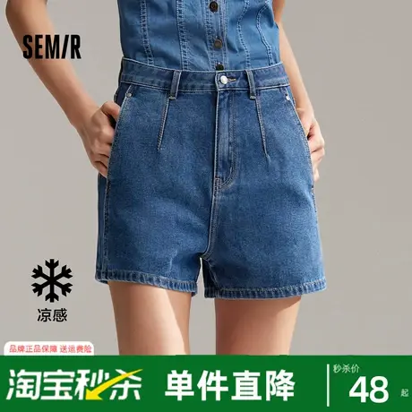 森马牛仔裤女小个子显瘦显腿长2024夏季新款凉感短裤复古ins潮流图片