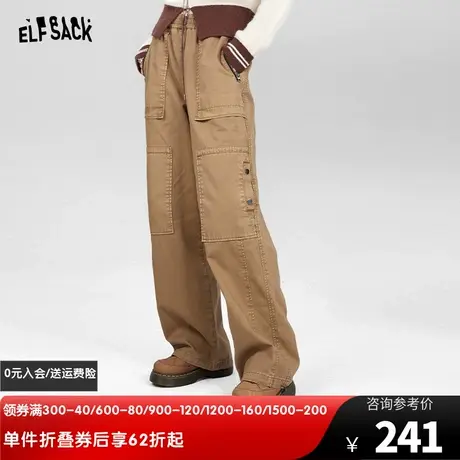 妖精的口袋美拉德工装休闲裤女2023冬季新款美式复古宽松阔腿裤子图片