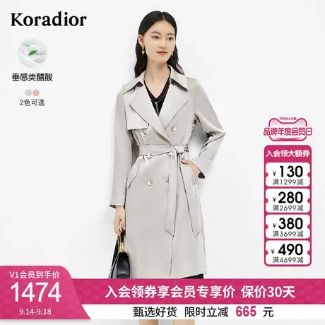 珂莱蒂尔女装英伦风衣中长款双排扣外套2023年秋季新款图片