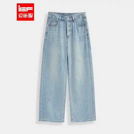 IEF/爱依服裤子2025夏季新款韩版时尚通勤气质显瘦百搭牛仔阔腿裤图片