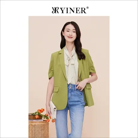 【醋酸系列】YINER音儿线上专选女装2023夏季休闲西装短外套图片