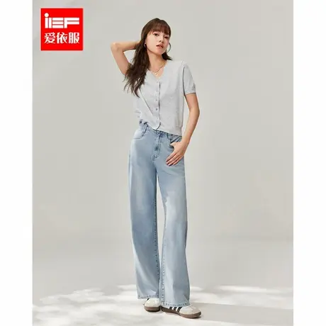 IEF/爱依服裤子2025夏季新款韩版简约通勤气质百搭显瘦牛仔阔腿裤图片