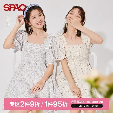 SPAO女士连衣裙夏季新款大方领碎花温柔连衣裙SPOWC25P54图片