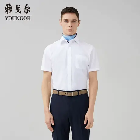 【DP免烫】雅戈尔短袖衬衫夏季新款男士商务休闲棉涤白色图片