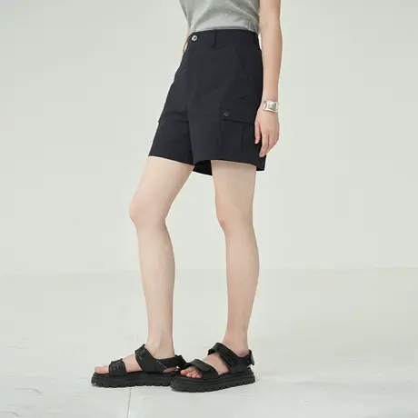 omont蛋挞家  复古工装短裤女夏季新款高腰直筒显瘦休闲裤子图片