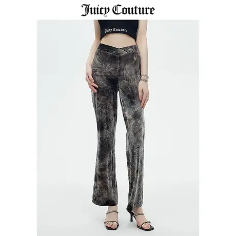 Juicy Couture橘滋休闲裤女2023春季新款高腰显瘦扎染天鹅绒长裤图片