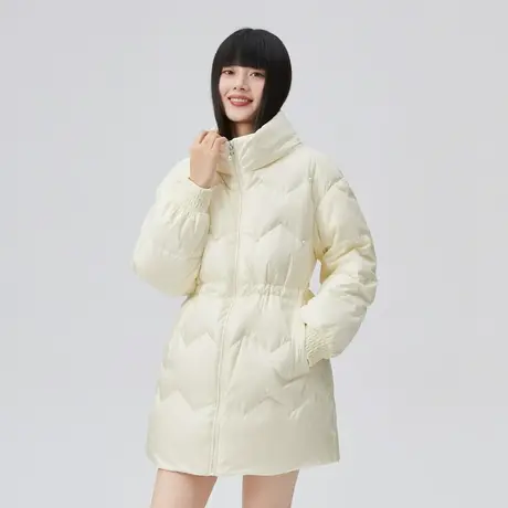 艾莱依短款收腰珍珠羽绒服女鸭绒2022年新款立领冬季防风保暖外套图片