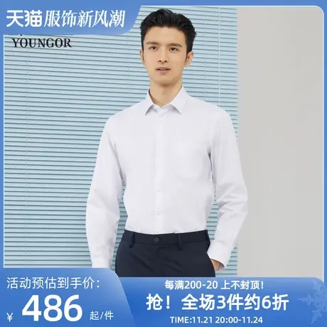 雅戈尔奥莱 商场同款男士长袖衬衫秋季新款官方商务休闲免烫衬衫图片