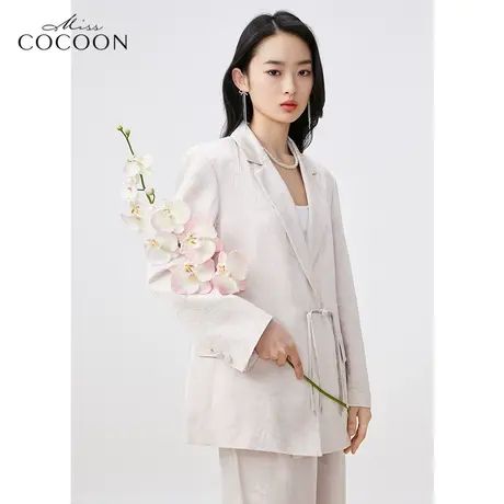 missCOCOON新中式提花西装外套女2023新款夏季设计感小众西服上衣图片
