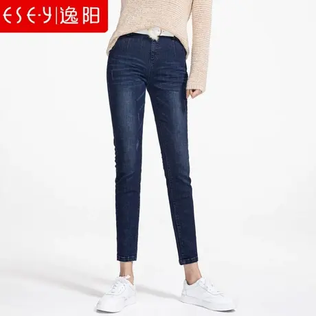 逸阳女裤2023春秋新款高腰九分牛仔裤女铅笔大码弹力显瘦小脚裤图片