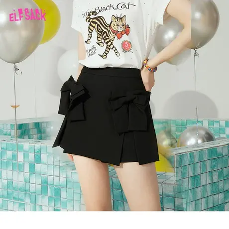 妖精的口袋蝴蝶结a字黑色短裤女2023夏季新款高腰裙裤显瘦裤子潮图片