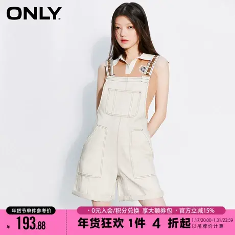 ONLY2023夏季新款时尚印花刺绣可调节背带短裤牛仔裤女|12327N001图片