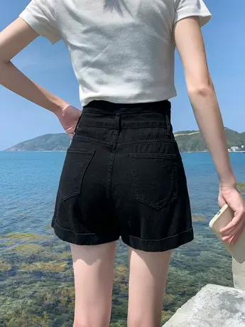 短裤女夏牛仔2021年新款高腰显瘦小个子百搭宽松a字大码阔腿热裤图片