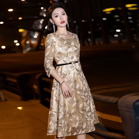 晚礼服女结婚洋气年轻高级感高贵婚宴妈妈喜婆婆装婚礼连衣裙夏季图片