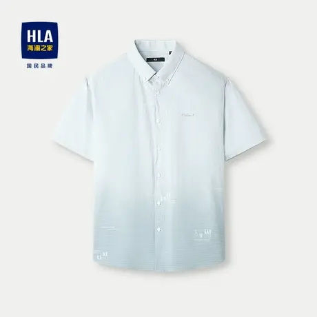 HLA/海澜之家条纹吊染短袖休闲衬衫2024春夏新款舒适透气衬衣男图片