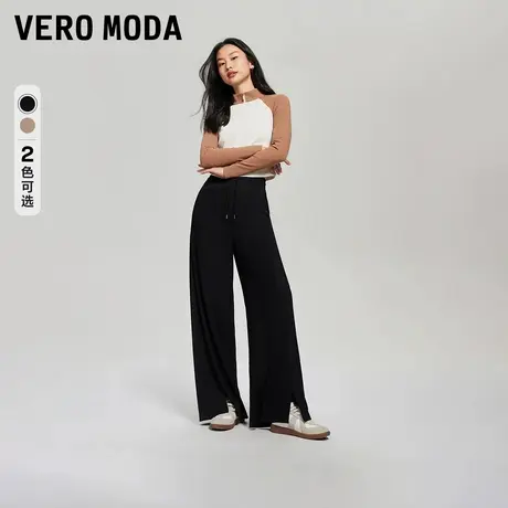 Vero Moda奥莱休闲裤女春秋新款松紧高腰简约通勤宽松阔腿裤子图片