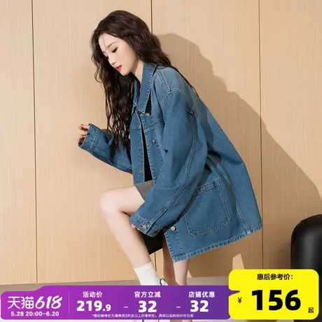唐狮2025新款韩系长款上衣百搭休闲牛仔外套女小个子初春穿搭潮流图片