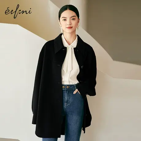 【商场同款】伊芙丽毛呢外套女21年冬装双面呢羊毛大衣1CA270351图片