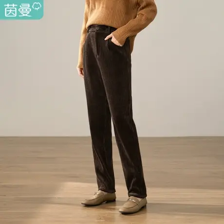 【商场同款】茵曼冬女装新款通勤高腰后腰橡筋百搭九分萝卜裤图片