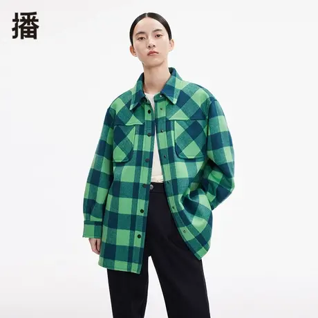 播冬季新款羊毛宽松休闲设计感小众彩色毛呢大衣女DDP4AD8019商品大图