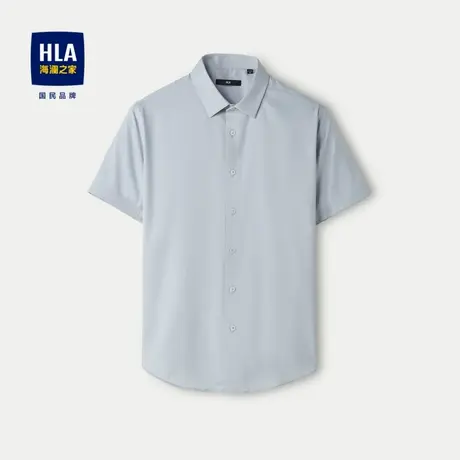 HLA/海澜之家方领短袖休闲衬衫2024春夏新款凉感免烫宽松衬衣男图片
