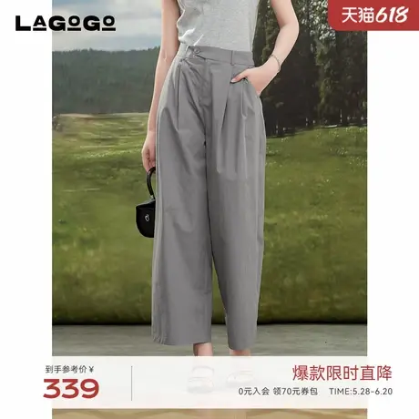 LAGOGO知性通勤百搭休闲裤女拉谷谷2025年夏季新款垂感高腰直筒裤图片