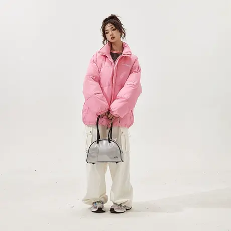 YEP潮牌复古立领棉服女2023新款加厚冬季外套宽松oversize面包服图片