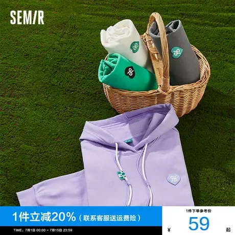 森马马利卫衣女落肩2025春季新款女生宽松连帽运动新年红色帽衫潮图片