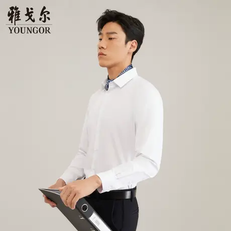 【柔软易打理】V系雅戈尔衬衫秋季新款免烫商务休闲长袖衬衫商品大图