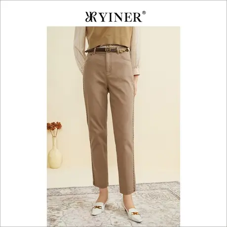 YINER音儿女装秋季高腰显瘦九分复古直筒修身牛仔裤图片