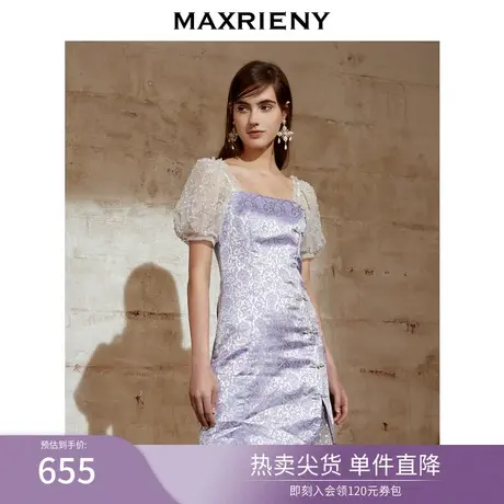 MAXRIENY夏季旗袍连衣裙复古古典中式泡泡袖收腰显瘦裙子图片