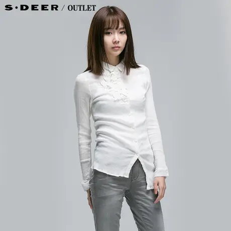 sdeer圣迪奥2014新款女装秋装唯美气质设计感长袖衬衫衬衣4180597图片