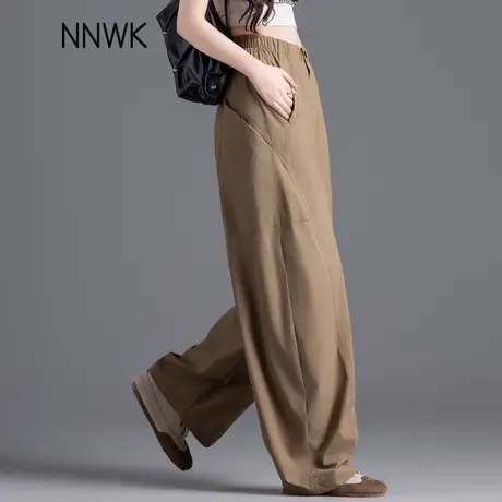 速干美式工装裤女2025新款夏季薄款高腰酷飒风弯刀裤宽松休闲裤子图片