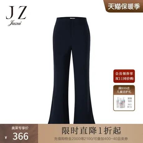 JZ玖姿2022年春季女装新款黑色时尚微喇休闲裤图片