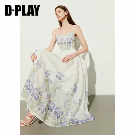DPLAY【黑标】夏季气质度假白色方领沙滩吊带裙连衣裙长裙女图片