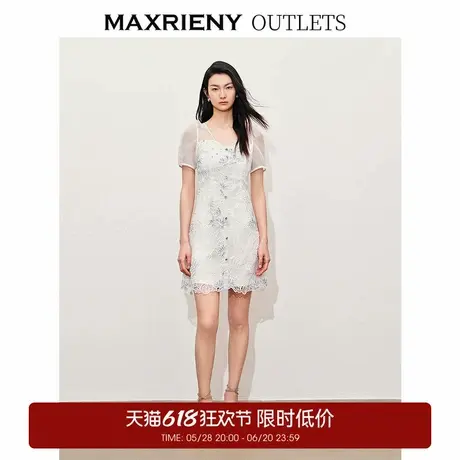 【奥莱】MAXRIENY复古蕾丝刺绣散钻连衣裙春图片