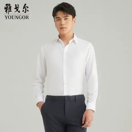 雅戈尔奥莱 商场同款男士春新款官方商务休闲长袖衬衫白色图片