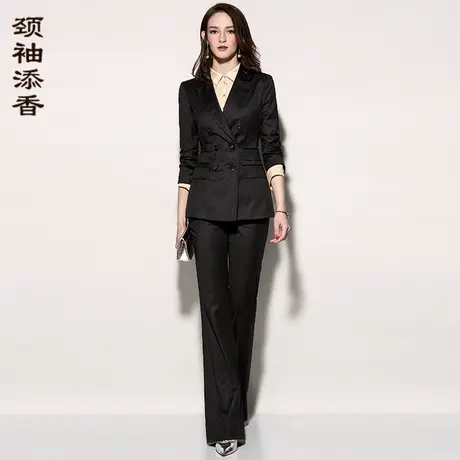 颈袖添香2024韩版商务时尚英伦正装职业女秋冬气质小西装套裤图片