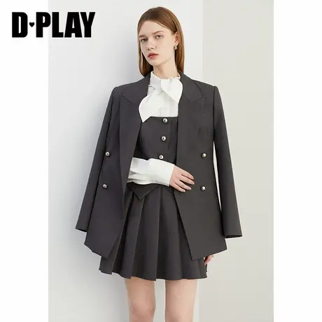 DPLAY2025年春季新款休闲灰色西装女高级感气质西服外套半裙套装图片