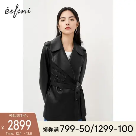 伊芙丽皮衣2021年春装新款黑色皮夹克小个子机车风女装皮衣外套女图片