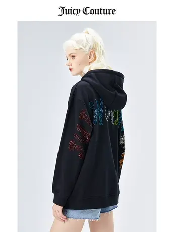 Juicy Couture橘滋连帽外套女美式春季新款时尚轻奢烫钻套头卫衣图片